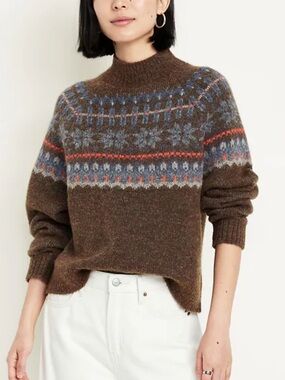 Old Navy Print Mock-Neck Sweater